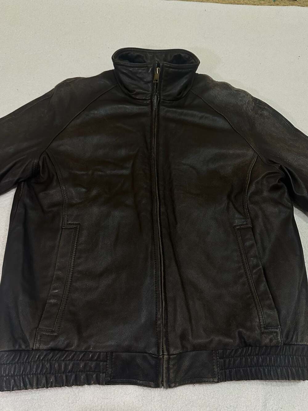 Wilsons Leather Brown Genuine Leather Insulated Bomber Jacket Distress Size L
